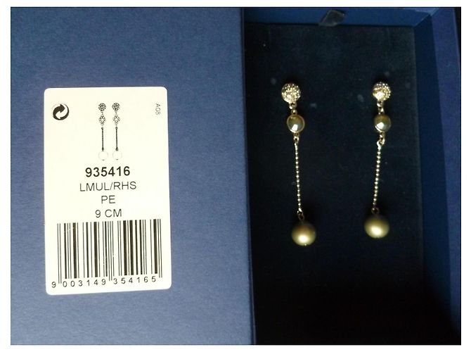 Nuove orecchini in perle e cristalli Swarovski. Argento Grigio Verde chiaro - vista 12