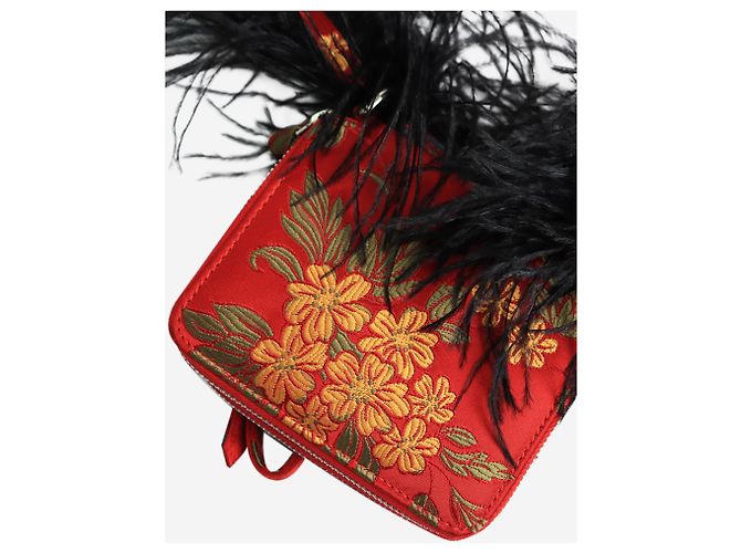 Autre Marque Borsa a tracolla in jacquard floreale rosso - vista 4