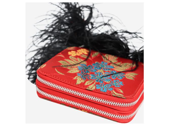 Autre Marque Borsa a tracolla in jacquard floreale rosso - vista 6