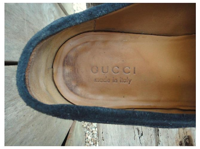 Mocassini Gucci in camoscio blu navy - vista 7