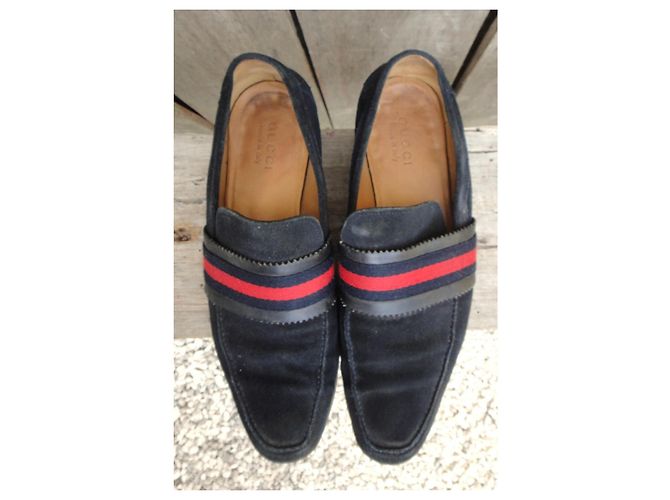 Mocassini Gucci in camoscio blu navy - vista 8