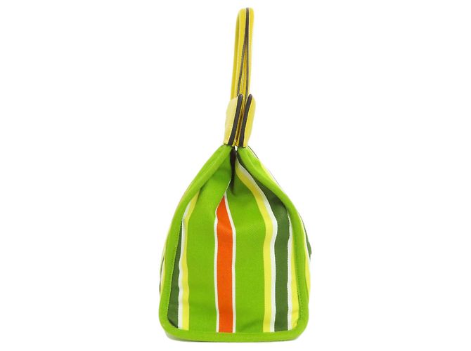 Borsa tote a righe Miu Miu Verde Giallo - vista 3