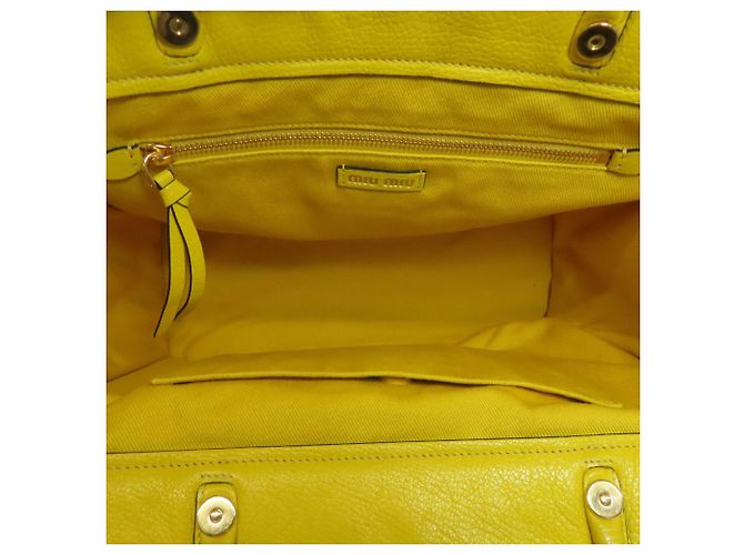 Borsa tote a righe Miu Miu Verde Giallo - vista 5