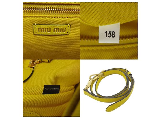Borsa tote a righe Miu Miu Verde Giallo - vista 6