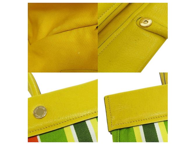 Borsa tote a righe Miu Miu Verde Giallo - vista 7