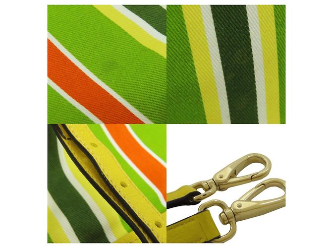 Borsa tote a righe Miu Miu Verde Giallo - vista 8