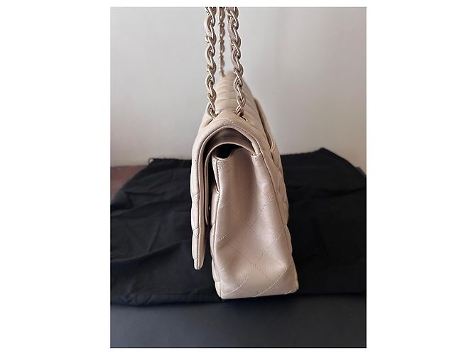 Borsa Chanel Maxi Double Flap Beige in Pelle - vista 10