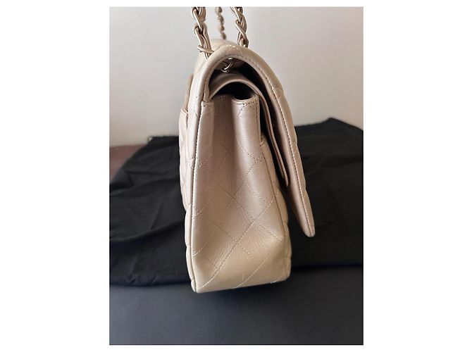 Borsa Chanel Maxi Double Flap Beige in Pelle - vista 9