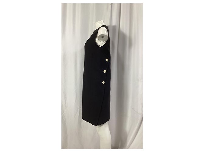 Vestido de longitud a la rodilla en lana virgen negra con detalle de botón Escada - vista 10