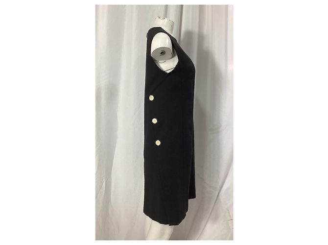 Vestido de longitud a la rodilla en lana virgen negra con detalle de botón Escada - vista 11