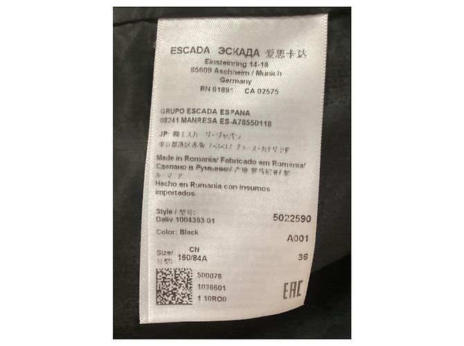 Vestido de longitud a la rodilla en lana virgen negra con detalle de botón Escada - vista 14