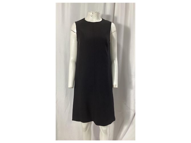 Vestido de longitud a la rodilla en lana virgen negra con detalle de botón Escada - vista 8