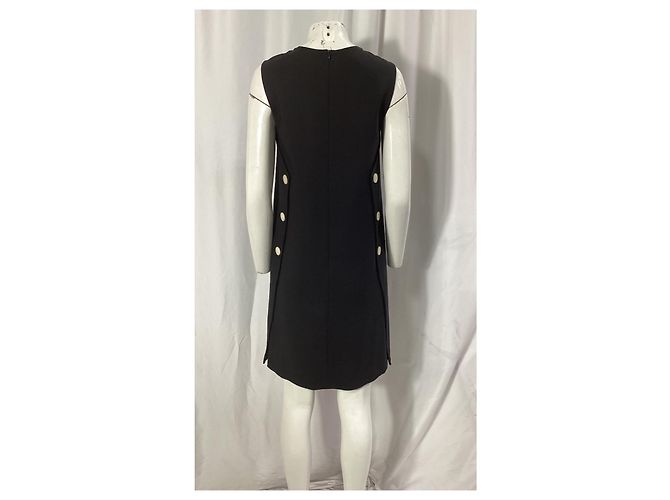 Vestido de longitud a la rodilla en lana virgen negra con detalle de botón Escada - vista 9