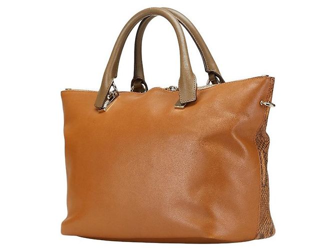 Chloé Chloe Offizielle Unbenannte Pythonleder 2-Wege-Tasche Braun - Ansicht 2