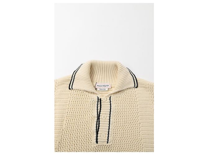 Alexander McQueen Strick-Polo-Shirt aus weißer Baumwolle Roh - Ansicht 10