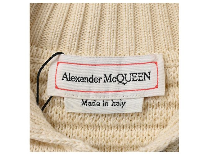 Alexander McQueen Strick-Polo-Shirt aus weißer Baumwolle Roh - Ansicht 4