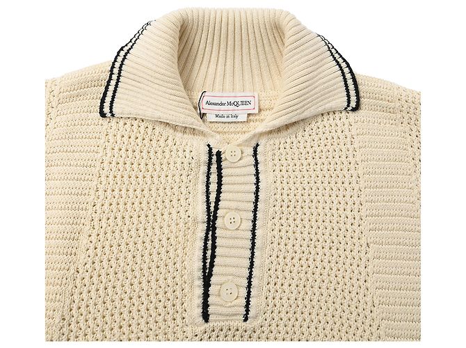 Alexander McQueen Strick-Polo-Shirt aus weißer Baumwolle Roh - Ansicht 5