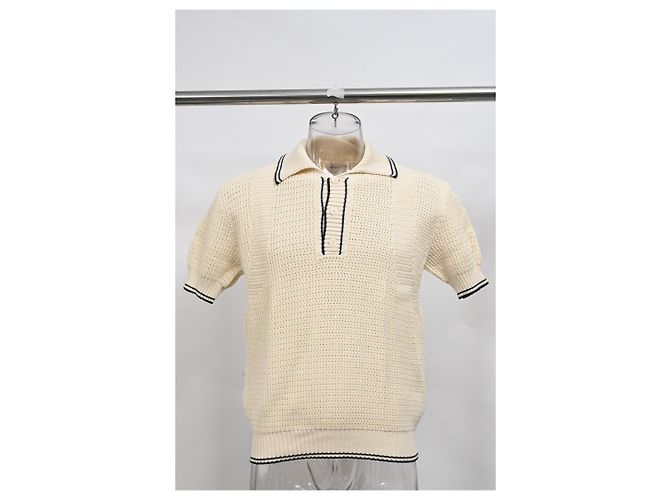 Alexander McQueen Strick-Polo-Shirt aus weißer Baumwolle Roh - Ansicht 6