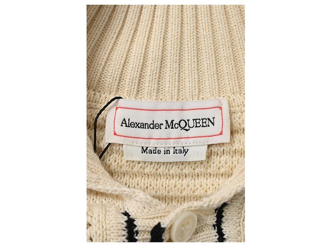 Alexander McQueen Strick-Polo-Shirt aus weißer Baumwolle Roh - Ansicht 9