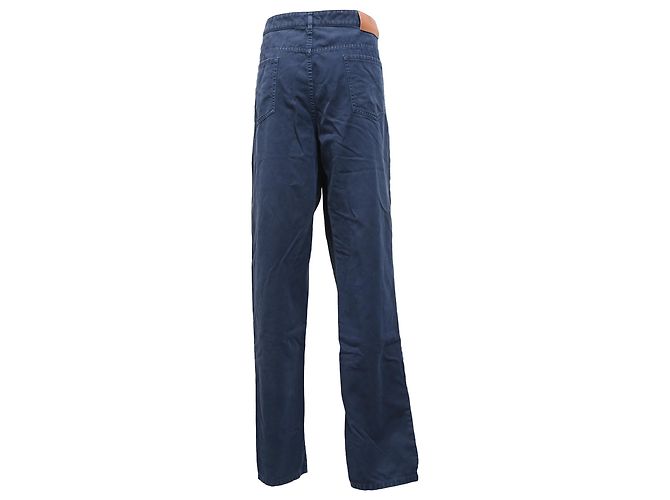 Pantaloni dritti in cotone blu navy Brunello Cucinelli - vista 3