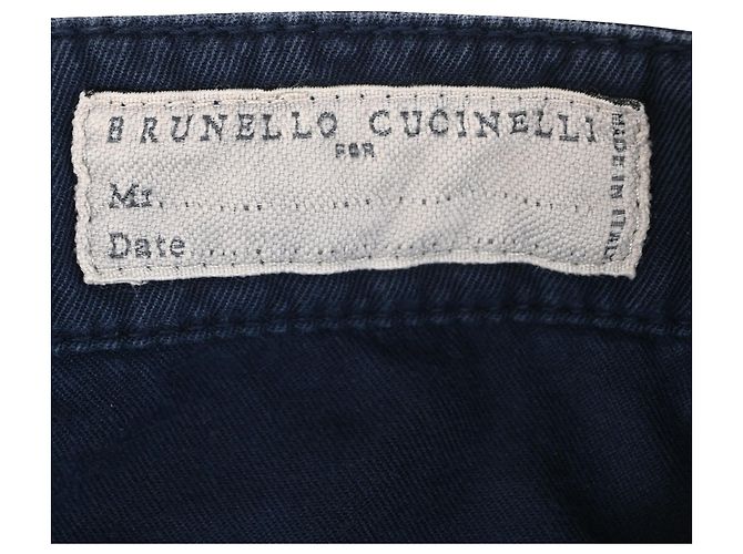 Pantaloni dritti in cotone blu navy Brunello Cucinelli - vista 4