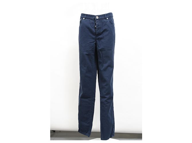 Pantaloni dritti in cotone blu navy Brunello Cucinelli - vista 5