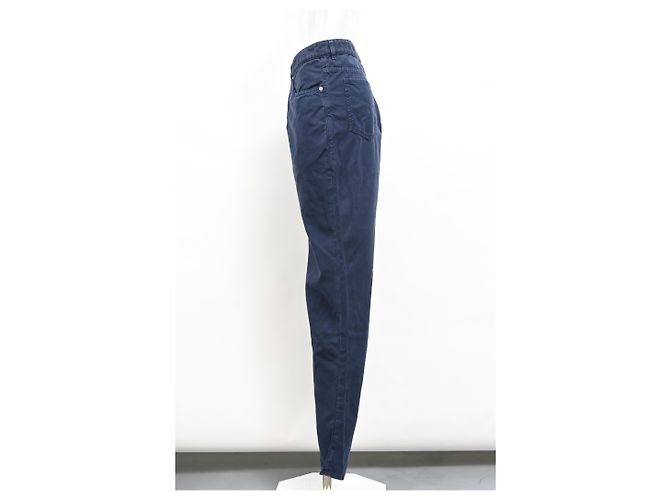 Pantaloni dritti in cotone blu navy Brunello Cucinelli - vista 6