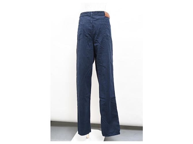 Pantaloni dritti in cotone blu navy Brunello Cucinelli - vista 7