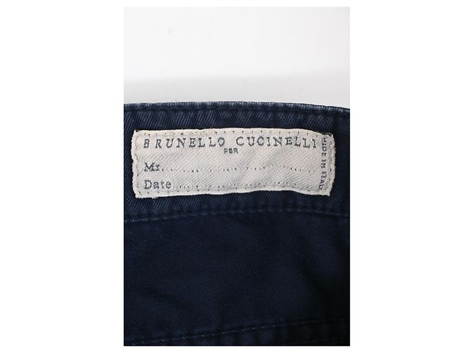 Pantaloni dritti in cotone blu navy Brunello Cucinelli - vista 8