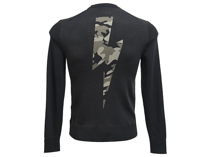 Neil Barrett Pullover aus mehrfarbiger Wolle mit Camouflage- und Blitzmuster Mehrfarben - Ansicht 3
