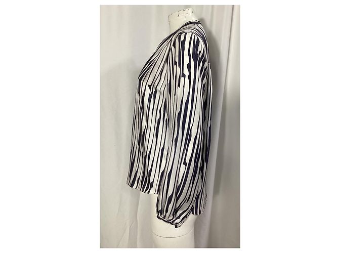 Theory Zebra Print Long Sleeve Blouse in Multicolor Silk - view 10