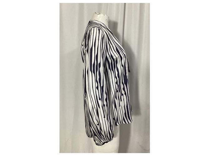 Theory Zebra Print Long Sleeve Blouse in Multicolor Silk - view 12