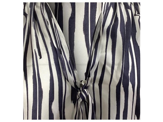 Theory Zebra Print Long Sleeve Blouse in Multicolor Silk - view 2
