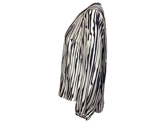 Theory Zebra Print Long Sleeve Blouse in Multicolor Silk - view 3