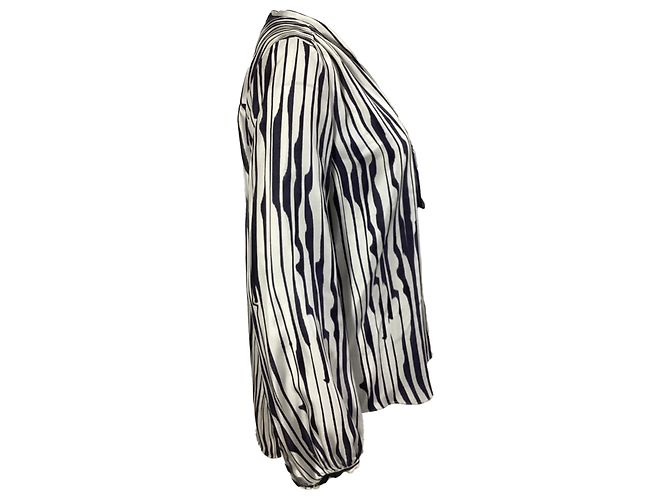 Theory Zebra Print Long Sleeve Blouse in Multicolor Silk - view 5