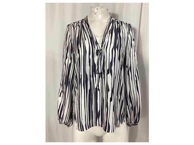 Theory Zebra Print Long Sleeve Blouse in Multicolor Silk - view 8