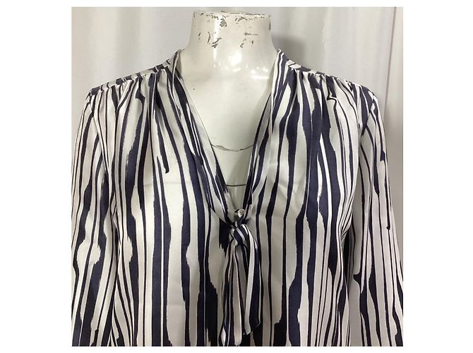 Theory Zebra Print Long Sleeve Blouse in Multicolor Silk - view 9