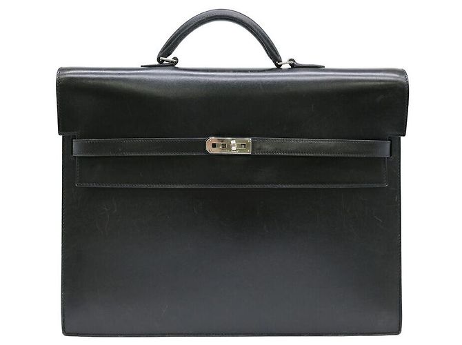 Hermès Kelly Depeche 38 Briefcase in Pelle Nera Nero - vista 2