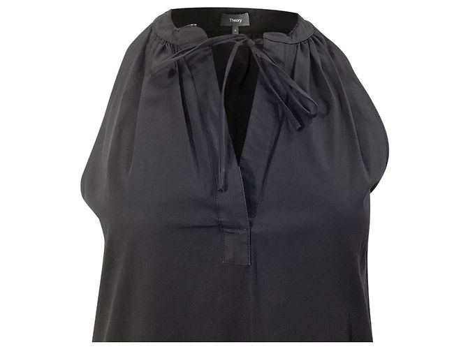 Nallane Light Poplin Kleid von Theory aus schwarzer Baumwolle - Ansicht 8