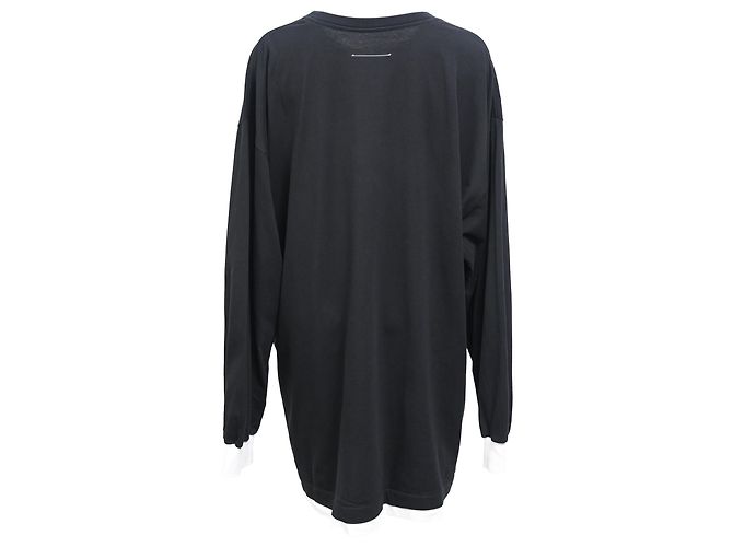 Maison Martin Margiela Maison Margiela Mini-Pulloverkleid mit Rundhalsausschnitt aus schwarzer Baumwolle - Ansicht 3
