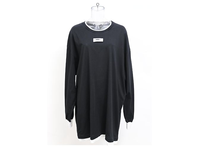 Maison Martin Margiela Maison Margiela Mini-Pulloverkleid mit Rundhalsausschnitt aus schwarzer Baumwolle - Ansicht 6