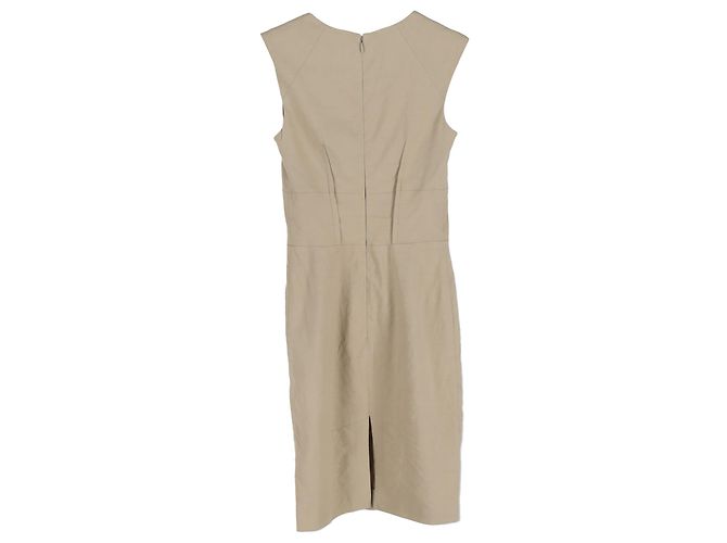 Abito midi con scollo a V Joseph in lino beige - vista 2