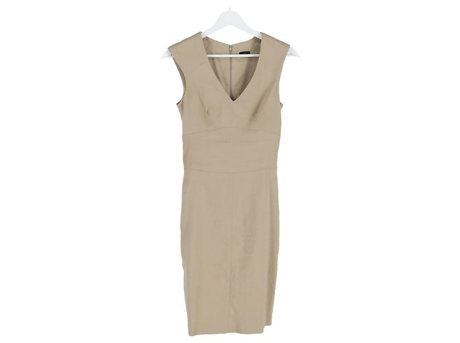 Abito midi con scollo a V Joseph in lino beige - vista 4