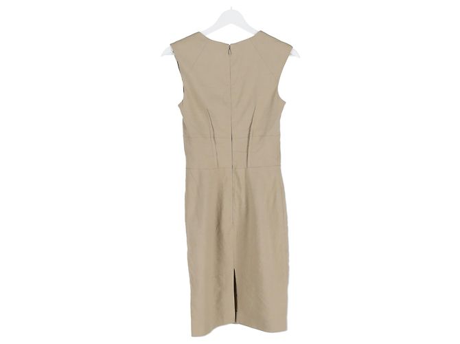Abito midi con scollo a V Joseph in lino beige - vista 5