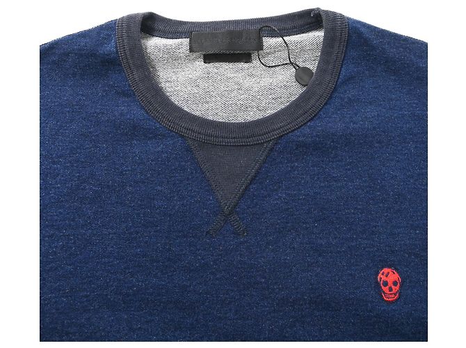 Felpa con collo rotondo e patch teschio Alexander McQueen in cotone blu Blu navy - vista 12