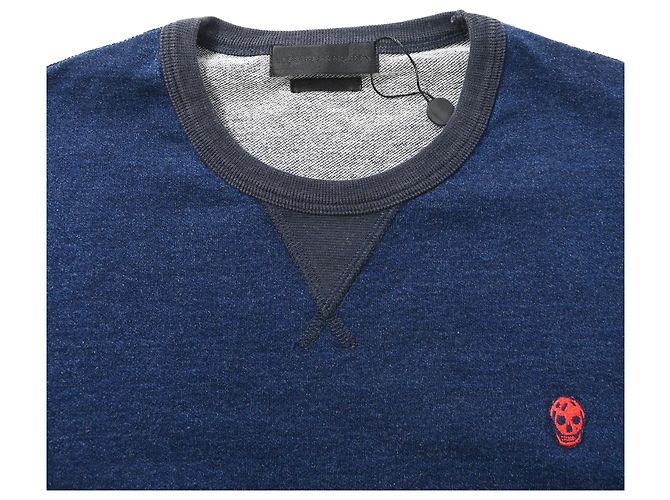Felpa con collo rotondo e patch teschio Alexander McQueen in cotone blu Blu navy - vista 5