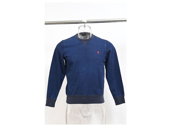 Felpa con collo rotondo e patch teschio Alexander McQueen in cotone blu Blu navy - vista 8