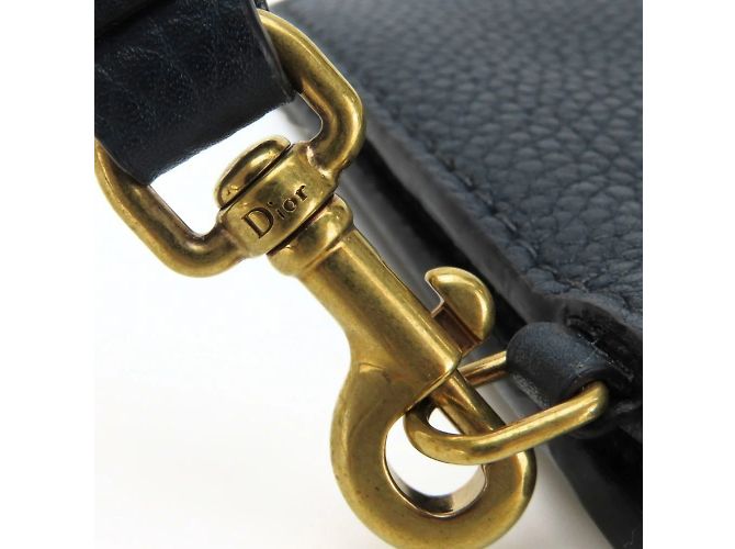 Pochette in pelle blu navy Christian Dior - vista 7