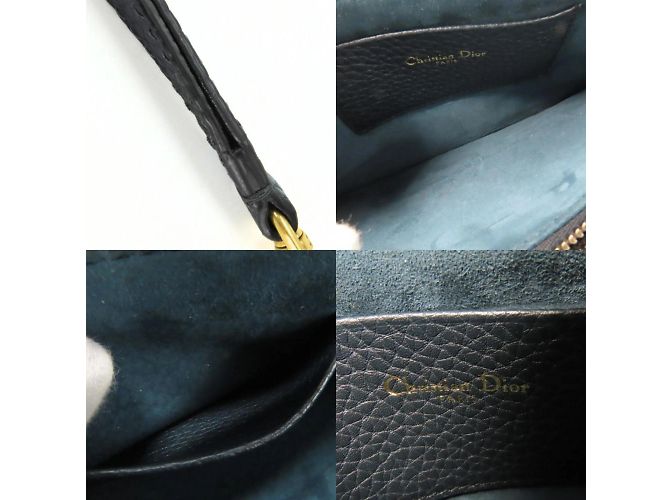 Pochette in pelle blu navy Christian Dior - vista 8