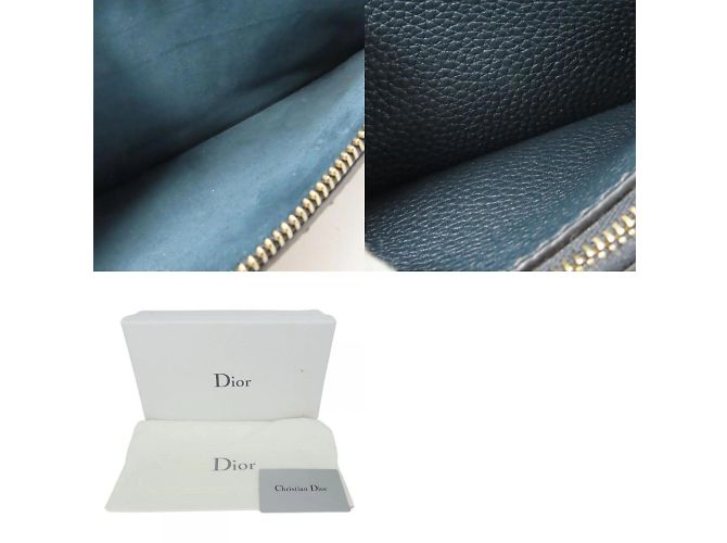 Pochette in pelle blu navy Christian Dior - vista 9